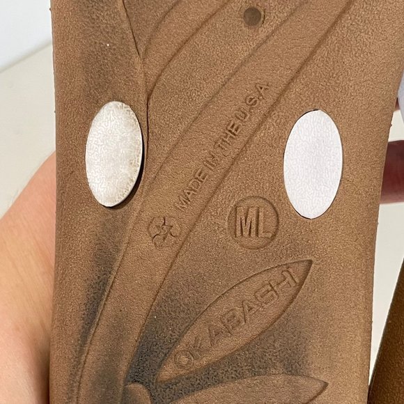 Okabashi Womens ML (US 8-9) Breeze Flip Flops Toffee White Comfortable USA Made - Picture 8 of 8